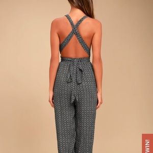 Lulus black halter print jumpsuit